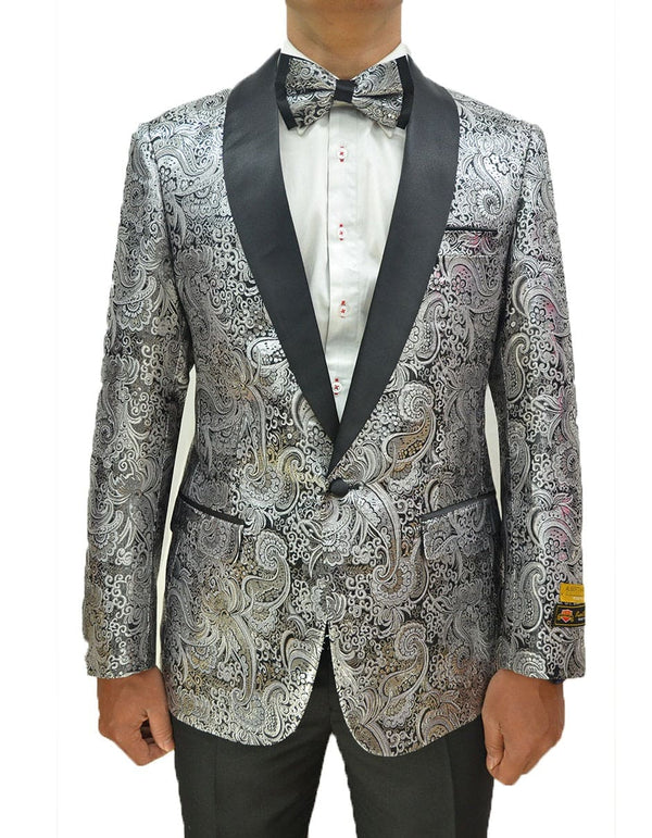 Mens Designer Traditional Shawl Dinner Jacket in Silver