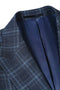 Mens Navy Plaid Suit Two Button Slim Fit Two Piece Summer Suit In Navy Windowpane Plaid