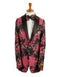 Mens 2 Button Hot Pink Fuschia & Black Floral Paisley Tuxedo Blazer