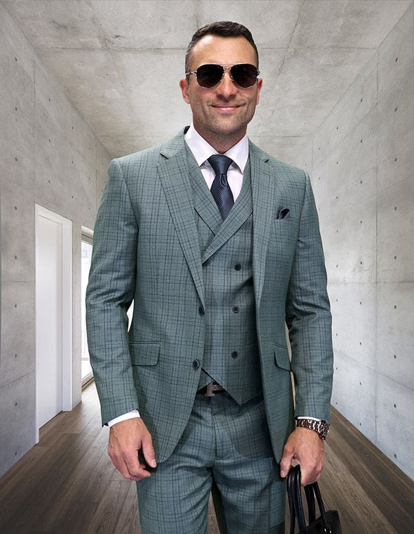 Statement Suits - Statement Plaid Suits - Wool Suits - Modern Fit Perfect for Business in 10 colors