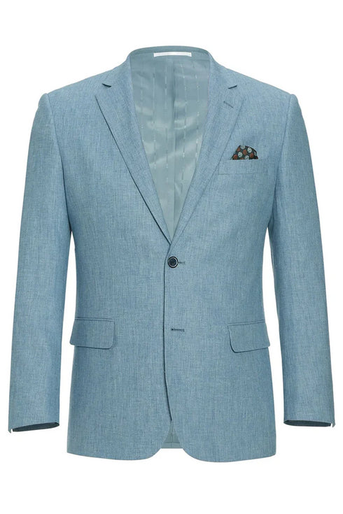 Mens Basic Two Button Slim Fit Suit with Optional Vest in Sky Blue