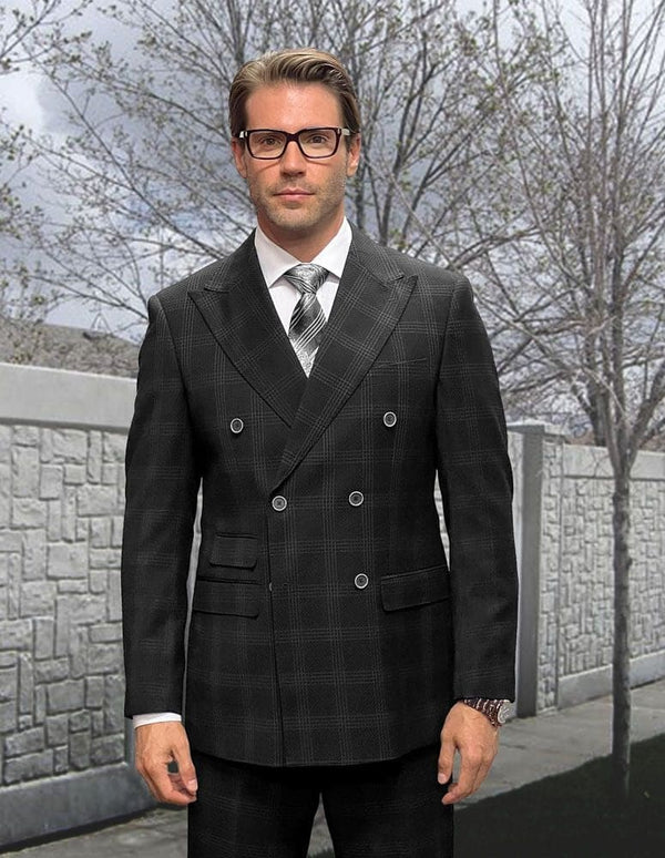 Statement ITALY Suit - Super 150's Wool Suit Statement Men's 2 Piece 100% Wool Fashion Suit - Smooth Plaid