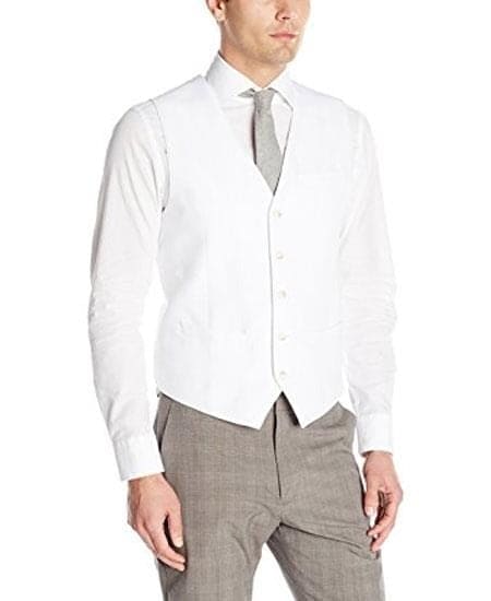 Mens Linen Vest And Pants Set - Wedding Summer Vest  in White