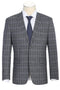 Mens Gray Plaid Suit Two Button Slim Fit Two Piece Suit In Charcoal Grey Bold Windowpane Plaid