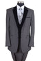 Mens Vested Modern Fit Tuxedo Suit in Grey with Black Velvet Lapel and Vest