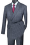 Mens Gray Plaid Suit Double Breasted Bold Windowpane Plaid Suit In Grey