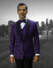 Mens Vested Floar Pattern Shawl Lapel Tuxedo in Purple