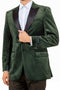 Men's Two Button Peak Lapel Velvet Wedding & Prom Tuxedo Jacket in Olive Green