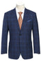 Sacos Para Hombre - Sacos Vaqueros Mens Classic Fit Two Button Wool & Linen Sport Coat Blazer in Blue Windowpane Plaid