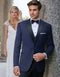 Mens Designer Satin Peak Blake Tuxedo in Navy