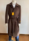 Mens Raglan Overcoat - Belted Coat in Wool Fabric - Belted Full Length Style in Dark Brown