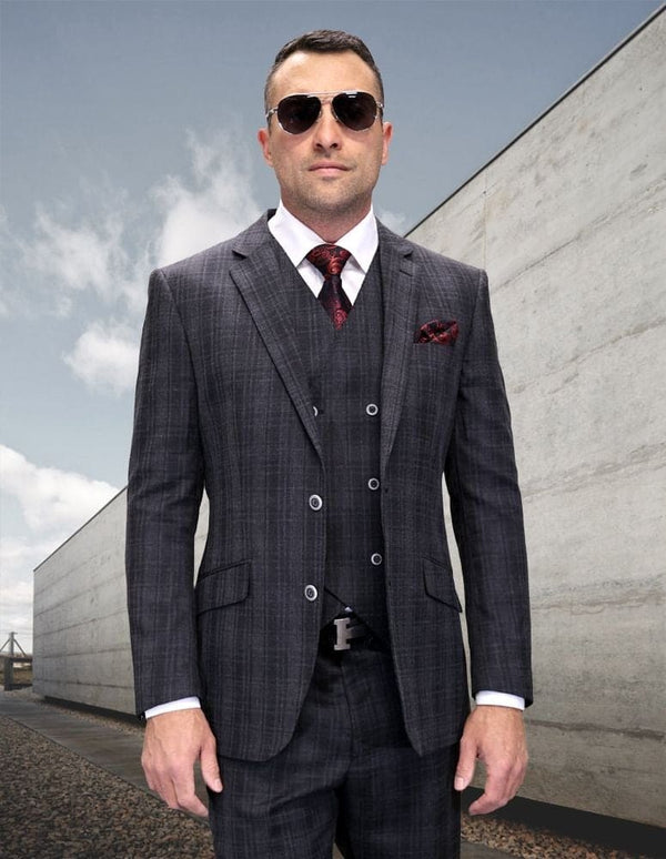 Statement Suits - Statement Plaid Suits - Wool Suits - Modern Fit Perfect for Business in 10 colors