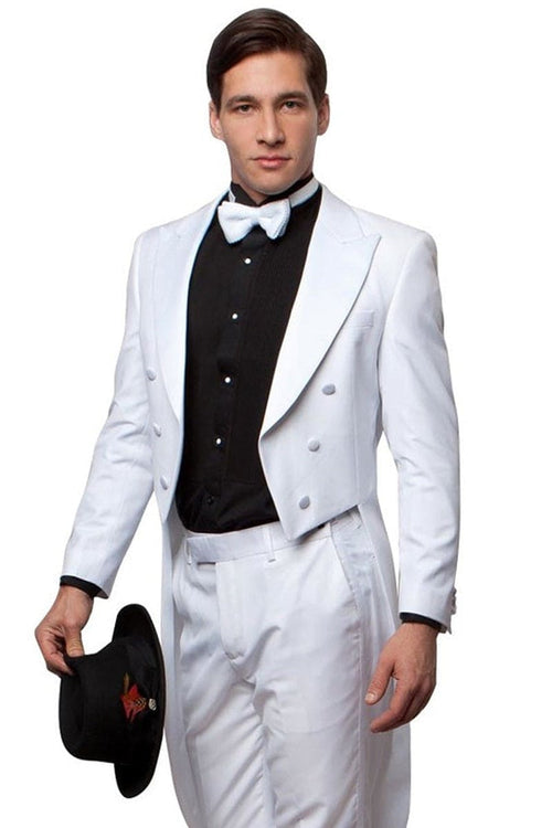 White Tuxedo Tailcoat - White Wedding Suit