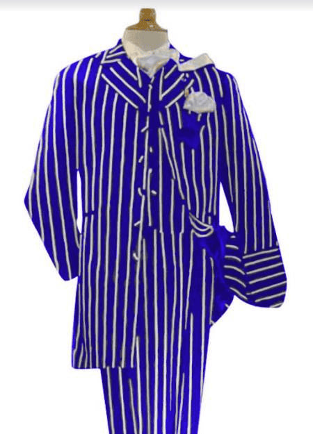 Royal Blue Pinstripe Suit - Light Blue Stripe Suit For Men - Gangster 1920s Style