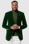 Mens Two Button Modern Fit Velvet Blazer in Hunter Green