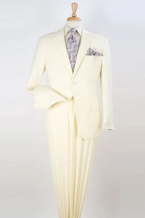 Mens Poplin Suit - Summer Light Weight Fabric Ivory Modern Fit Two Button Poplin Men's Suit - Contemporary Style