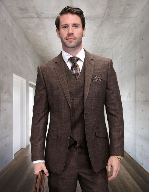 Statement Suits - Brown Wool Suits - Modern Fit Perfect for Business in 10 colors