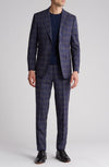 Plaid Trim Fit Peak Lapel Two-Piece Suit