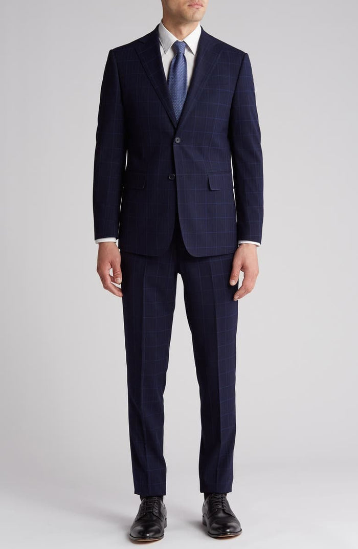 Plaid Trim Fit Notch Lapel Two-Piece Suit
