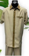 Dreams Men's Camel/Beige Houndstooth Short Sleeve Walking Suit Fazio 262-03