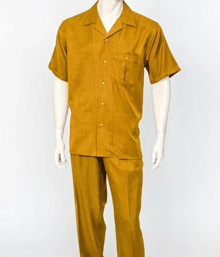 Dreams Mens Mustard Short Sleeve Walking Suit Daytona 256-27