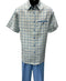 Dreams Men's Powder Blue/Off White Plaid 2 Piece Short Sleeve Summer Set Chico 283-21