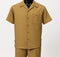 Dreams Mens Sand Tan Textured Pattern Short Sleeved Resort Set Fino 277-33