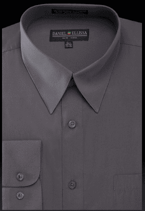 "Men's Charcoal Grey Dress Shirt - Regular Fit Basic Style"