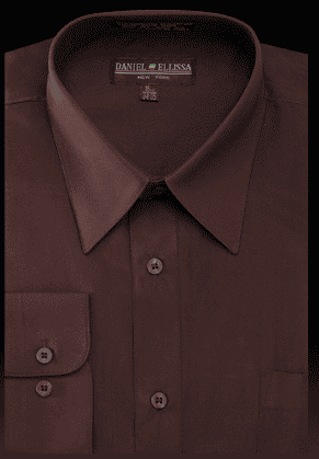 "Men's Regular Fit Dress Shirt - Dark Brown Basic Style"