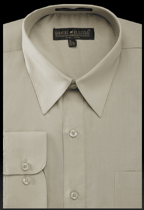 Olive Green Men's Regular Fit Dress Shirt - Basic Style