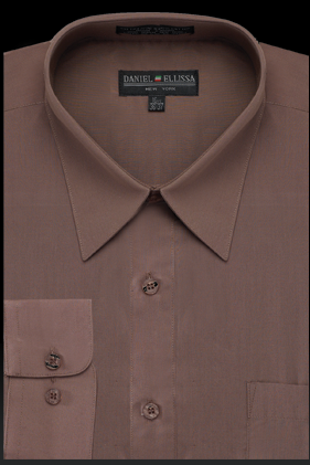 "Taupe Men's Regular Fit Dress Shirt - Basic Style"