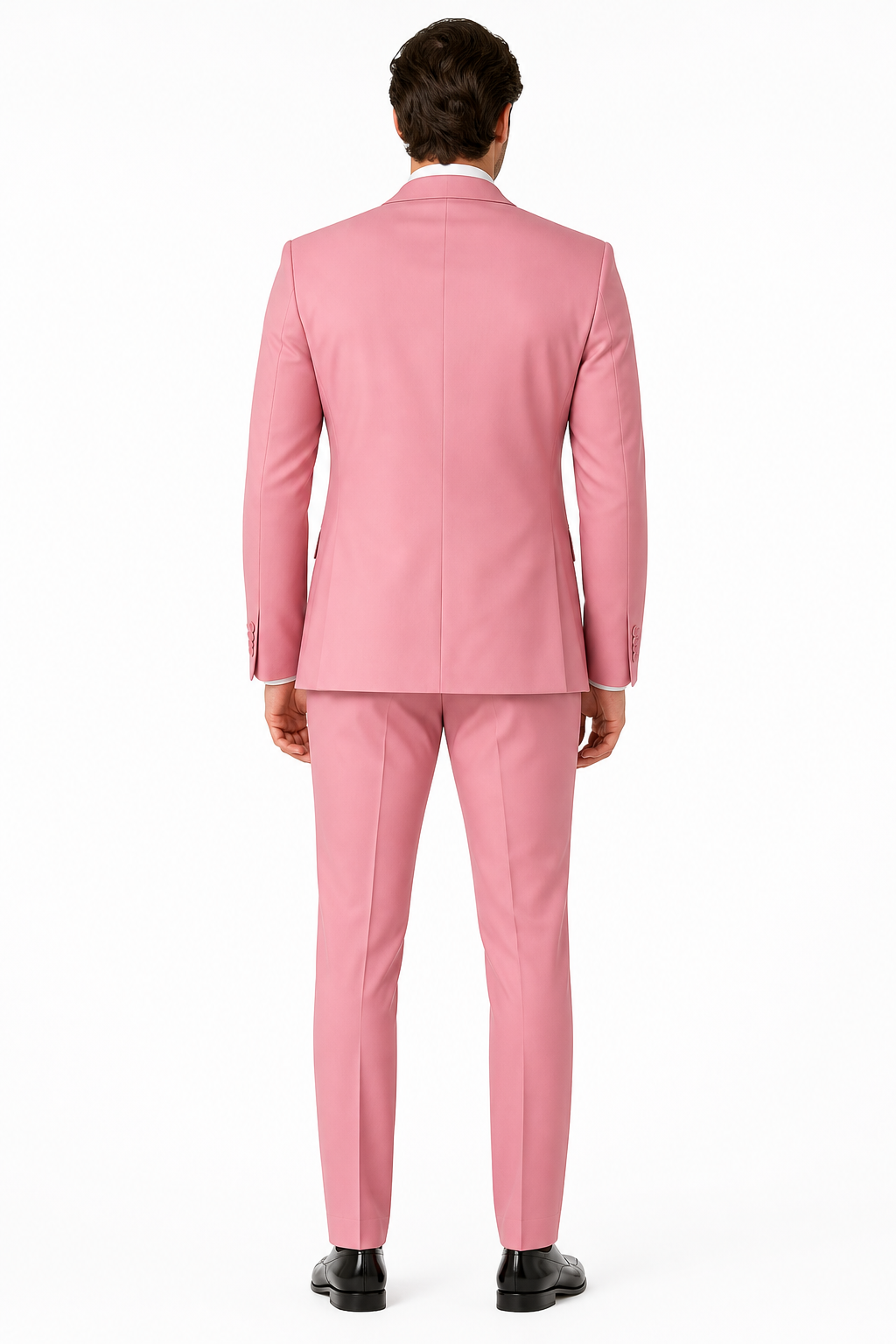 Dusty Rose Pink Tuxedo for Men â€“ One Button Satin Lapel Wedding Prom Suit with Bow Tie