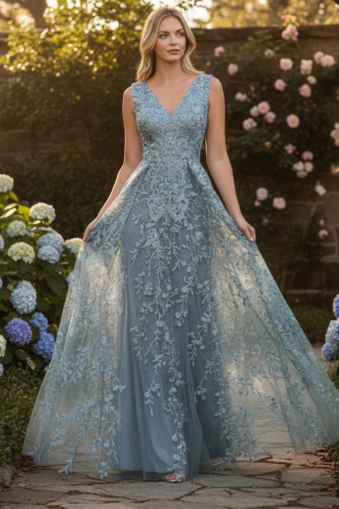 Formal Dress Long V-Neck Sleeveless A-Line Gown By Lenovia 8337-New Collection
