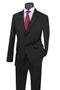 Mens Basic 2 Button Classic Fit Poplin Suit in Black