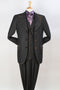 "Black Denim Men's Suit with Vested Peak Lapel & Wide Leg Pants"