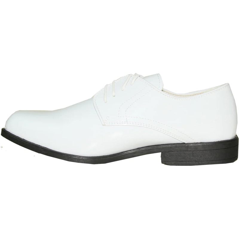 Bravo Mens Classic Formal Shiny Patent Tuxedo Shoe in White