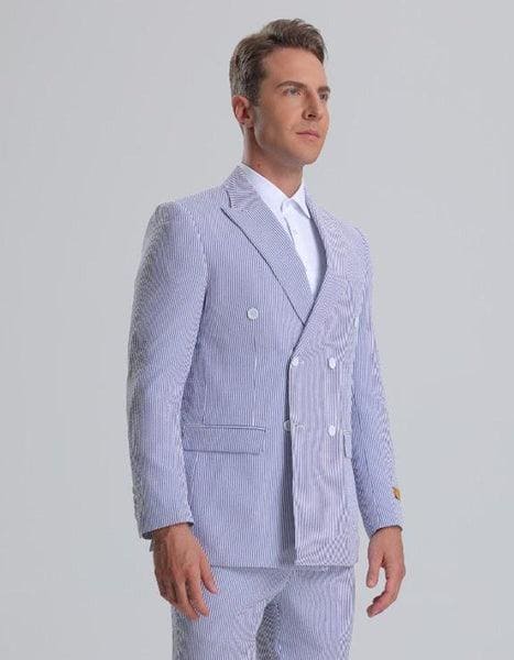 Sears Sucker Suit Blue Pinstripe Seersucker Tuxedo - Mens Searsucker Suit - AlbertoNardoniStore