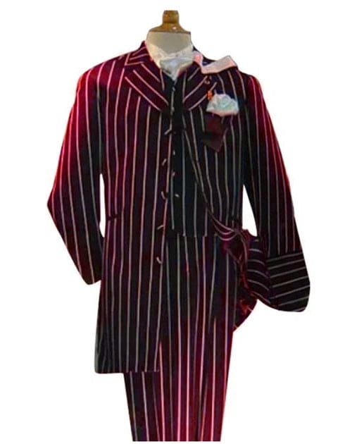 Red Pinstripe Suit - Mens 1920s Gangster Pinstripe Suit - Chalk Pattern Pinstripe