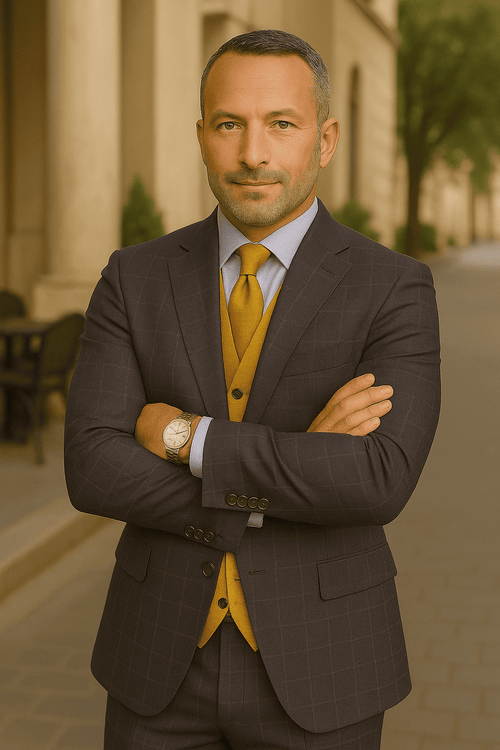 Wool Suit - Italian Made Business Suit by Statement Men's 3 Piece 100% Wool Modern Fit Suit - Bold Scoop Vest