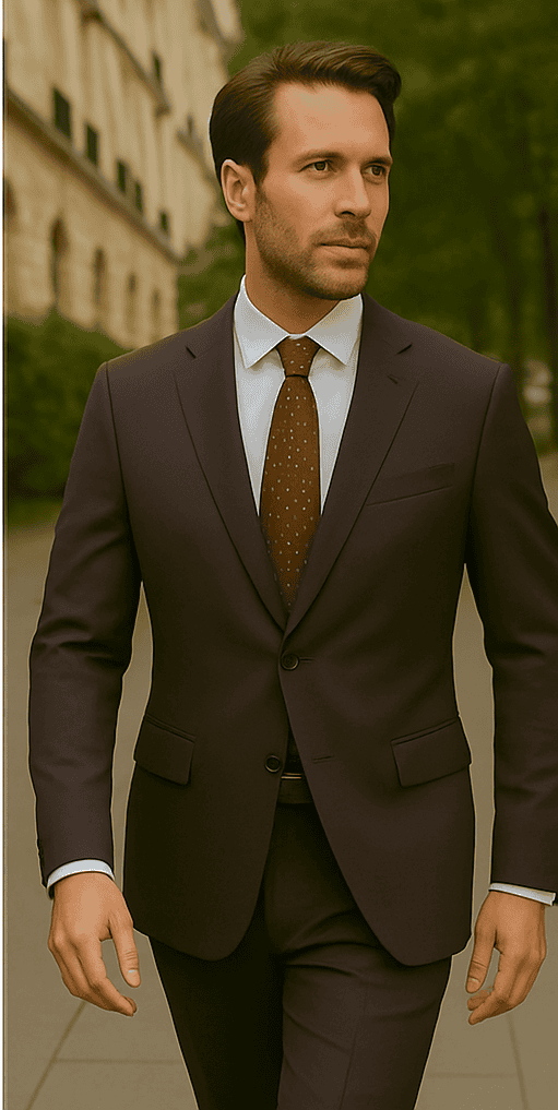 Wool Suit - Italian Made Business Suit by Statement Men's 2 Piece 100% Wool Modern Fit Suit - Subtle Windowpane