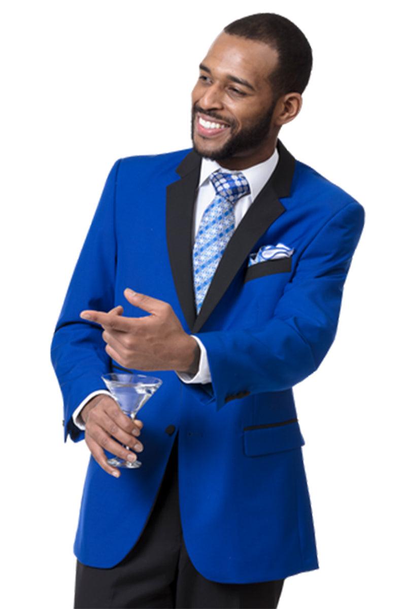 EJ Samuel: Royal Blue Modern Fit Tuxedo - 2Btn, Black Lapel | Alberto ...
