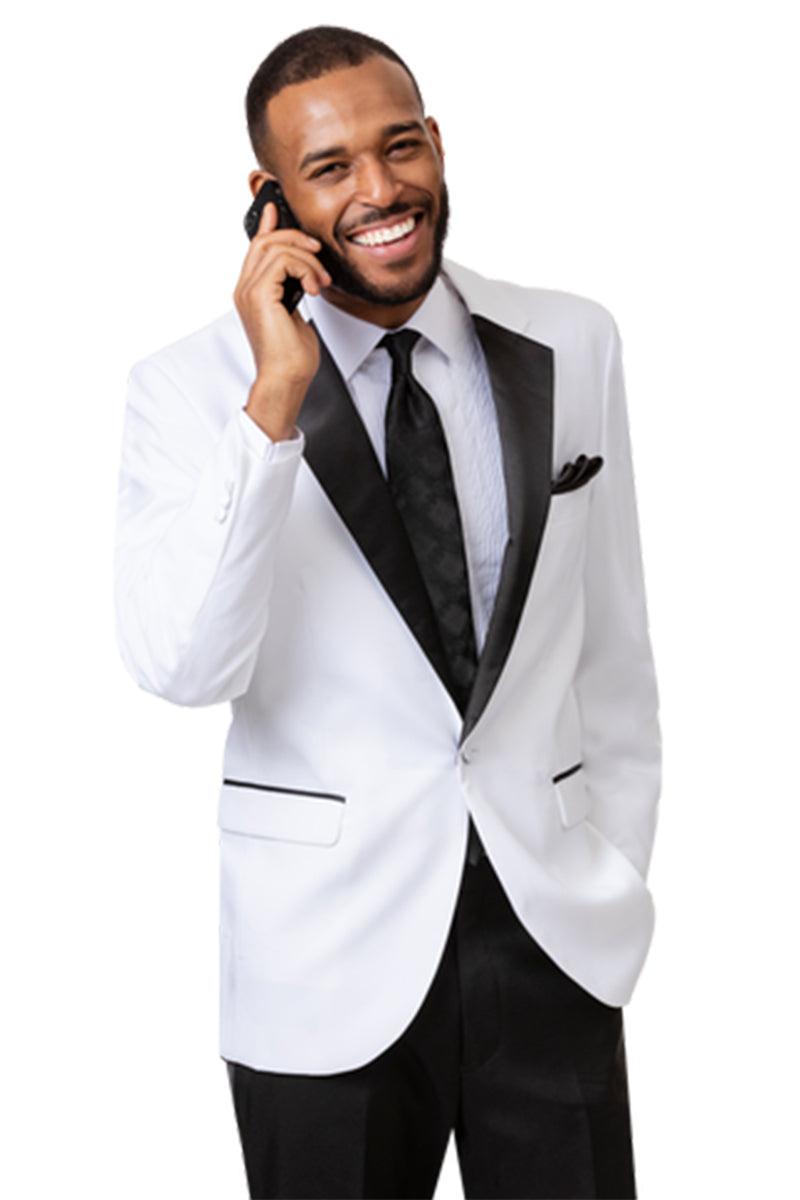 EJ Samuel White & Black Tuxedo with Notched Lapel & Single Button ...
