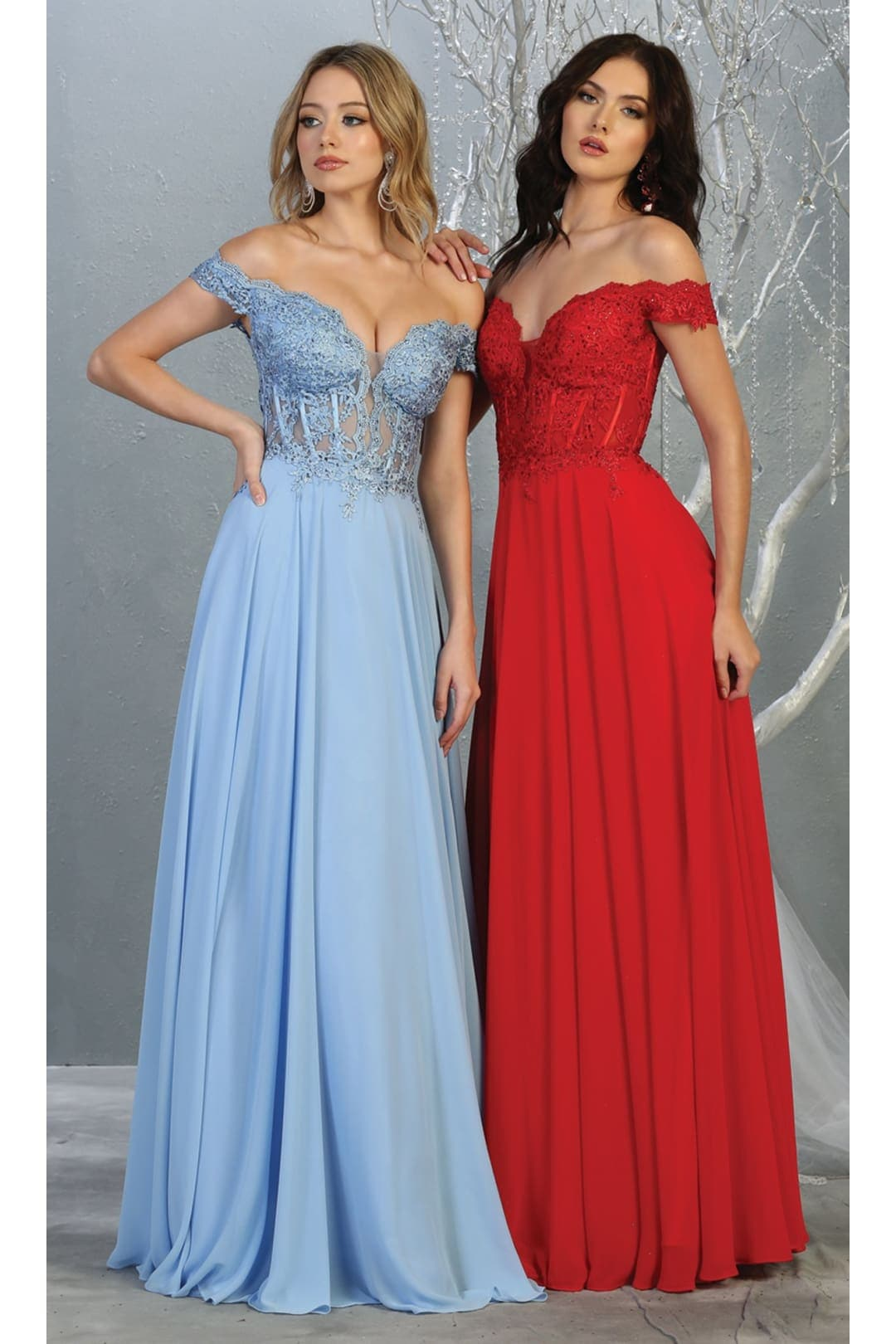 May Queen MQ1714 Bridesmaid Dresses in Chiffon Off Shoulder Plus Size