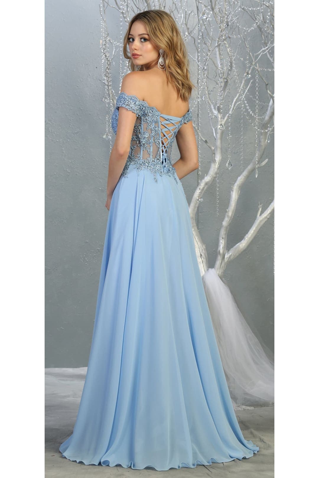 May Queen MQ1714 Bridesmaid Dresses in Chiffon Off Shoulder Plus Size