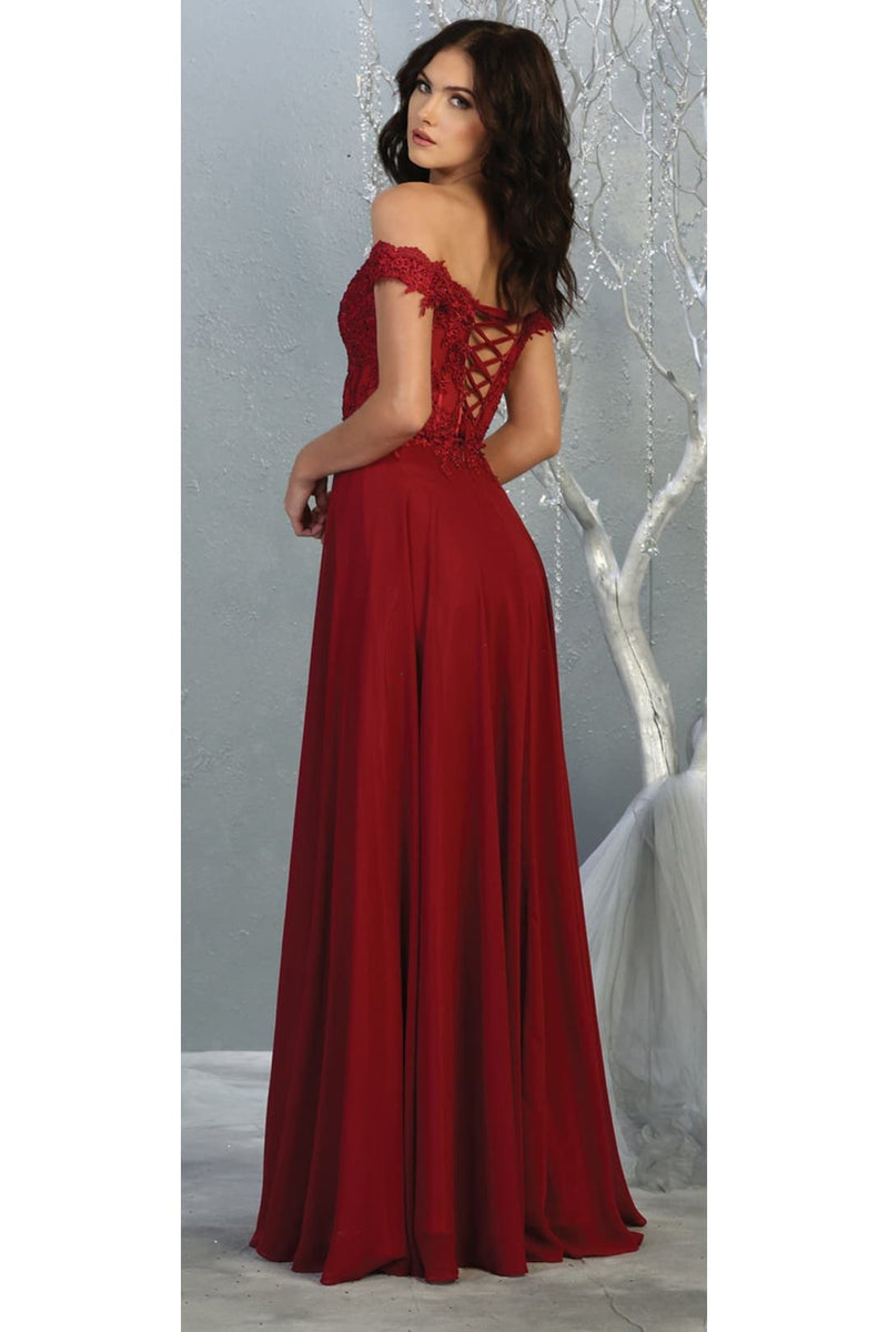 May Queen MQ1714 Bridesmaid Dresses in Chiffon Off Shoulder Plus Size