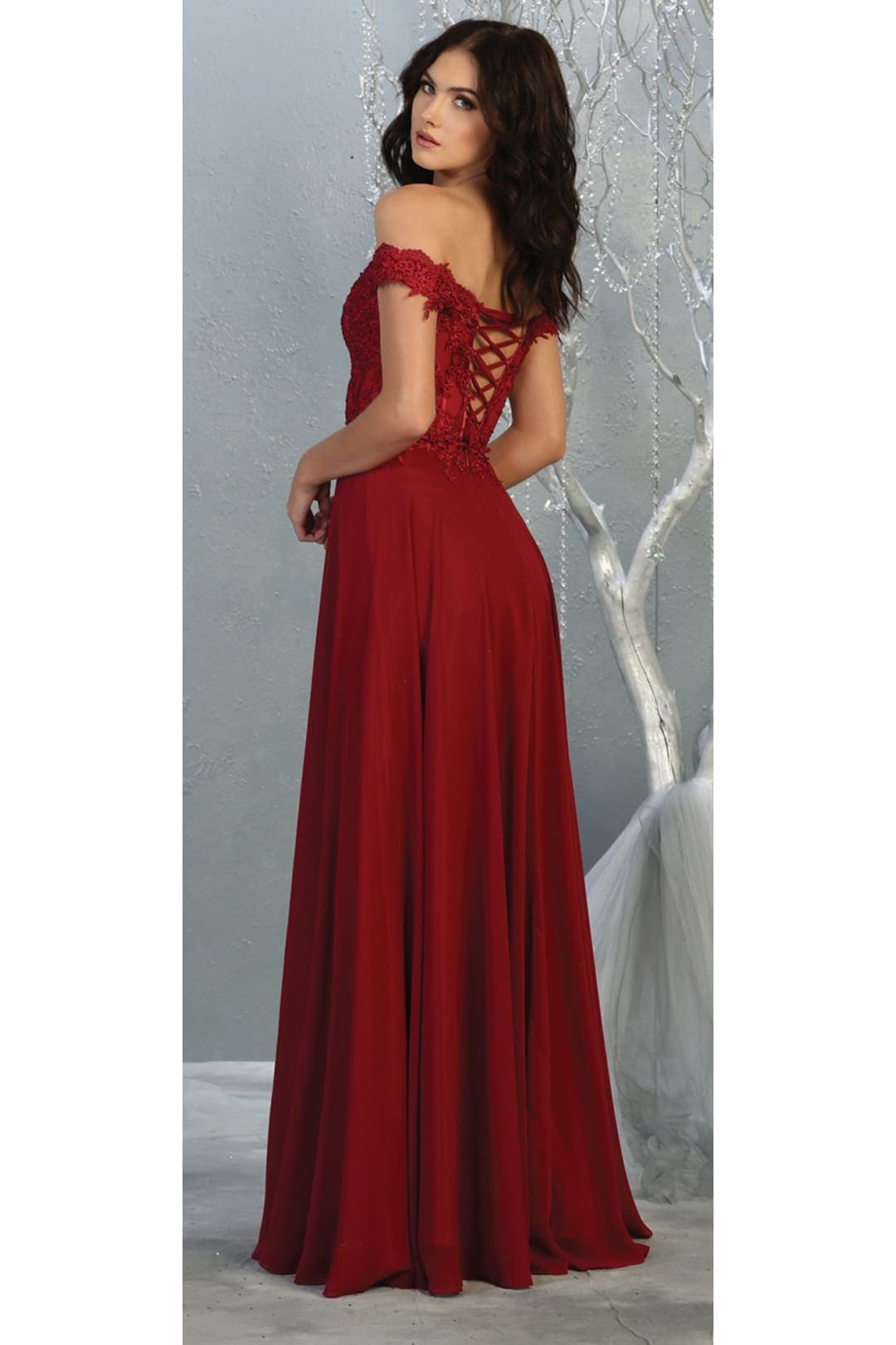 May Queen MQ1714 Bridesmaid Dresses in Chiffon Off Shoulder Plus Size
