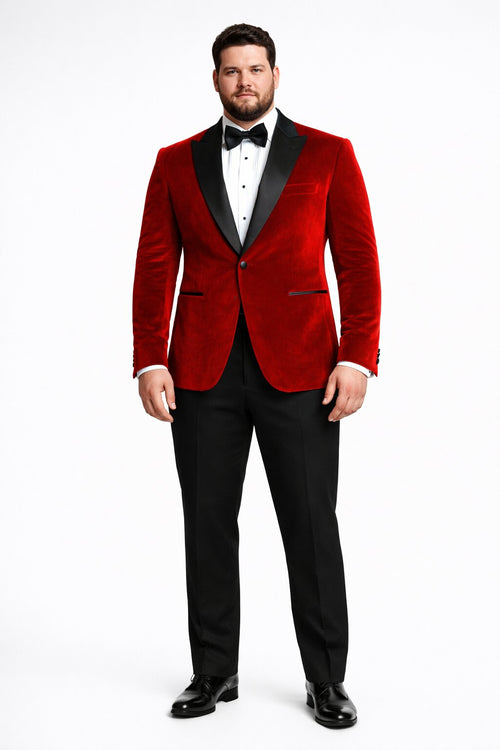 Mens Designer Velvet Tuxedo Jacket in Red