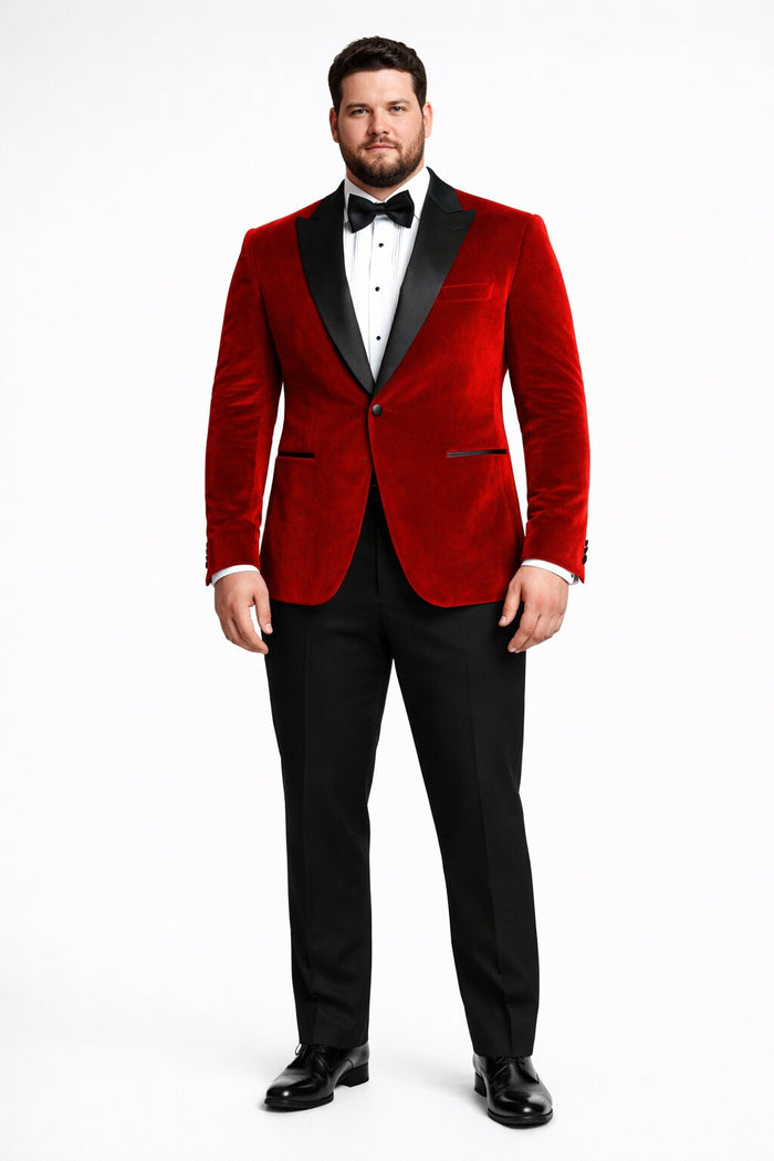Mens Designer Velvet Tuxedo Jacket in Red