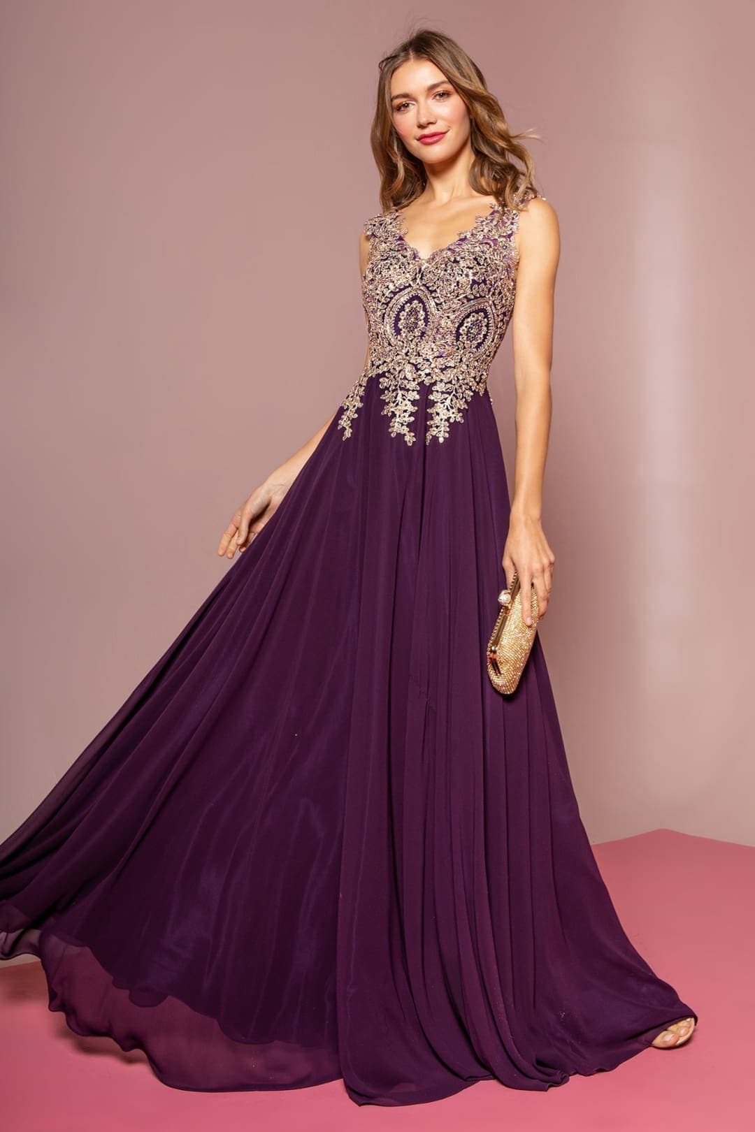 Embroidered Chiffon Dress by Elizabeth K GL2311