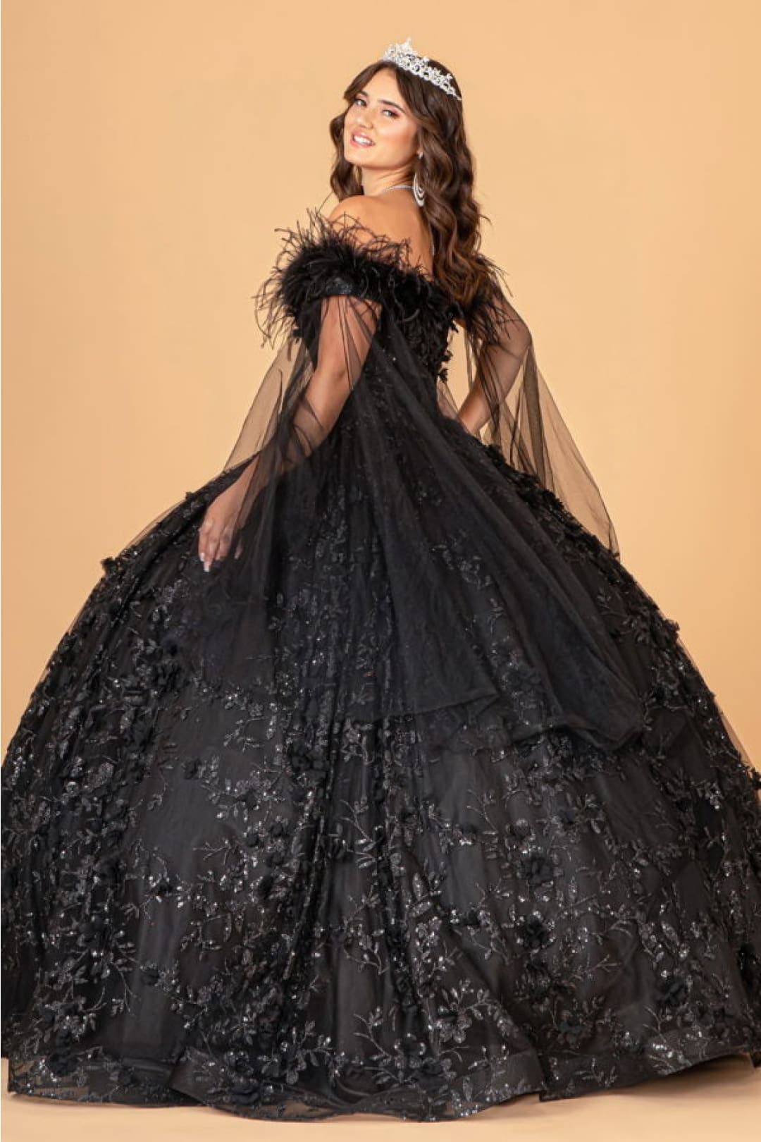 Off the shoulder Quince Dress Glitter Ball Gown by Elizabeth K GL3101